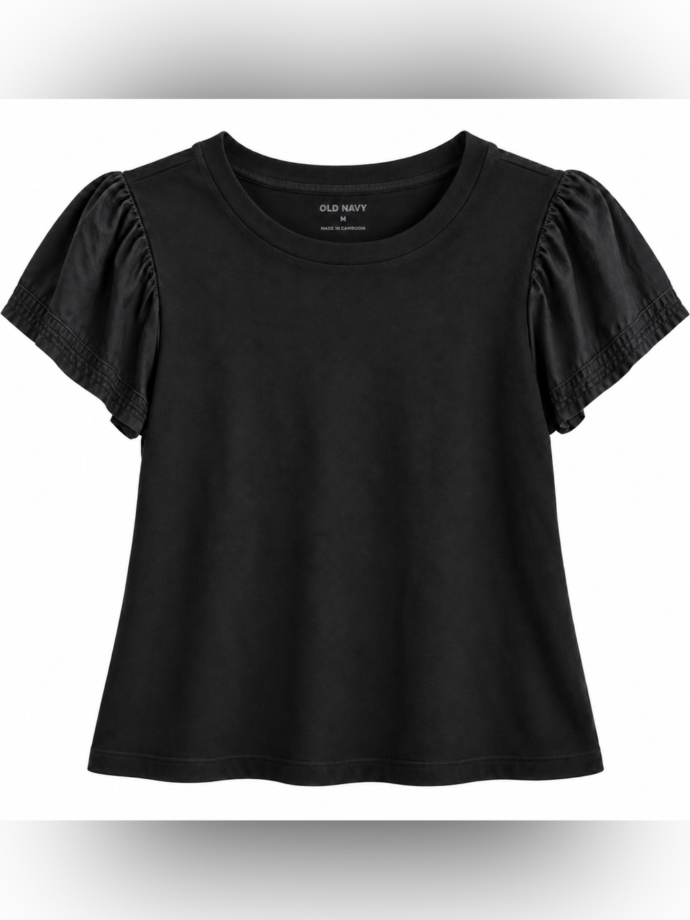 Old Navy Black Short Puff Sleeve Tee